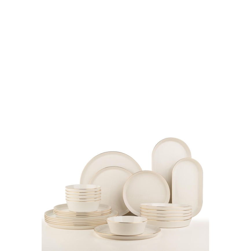 Dining set 26 pcs white/gold/porcelain