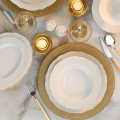 Dining set 26 pcs white/gold/porcelain