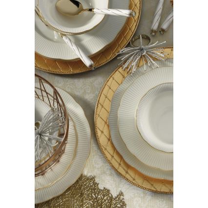 Dining set 26 pcs white/gold/porcelain