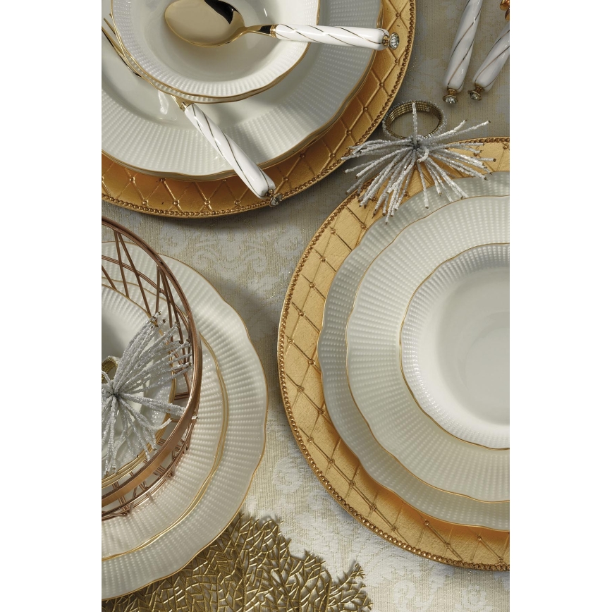 Dining set 26 pcs white/gold/porcelain