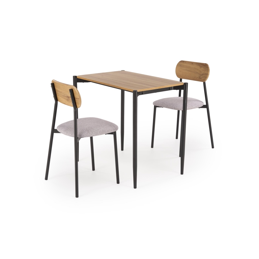 Dining set NANDO 84x54 cm gray/brown/black