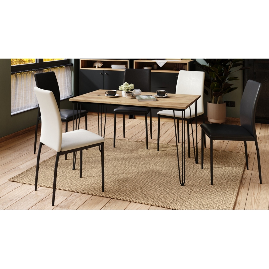 Dining table HALIJA with oak decor