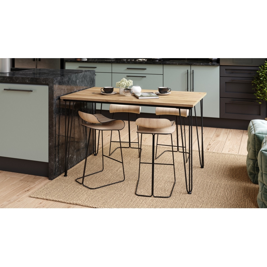 Dining table HALIJA with oak decor