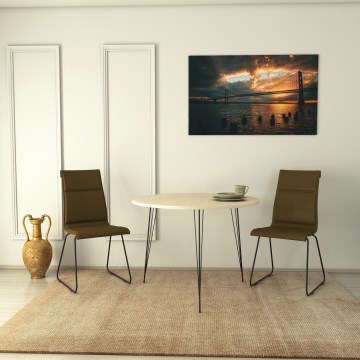 Dining table SANDALF 75x90 cm beige/black
