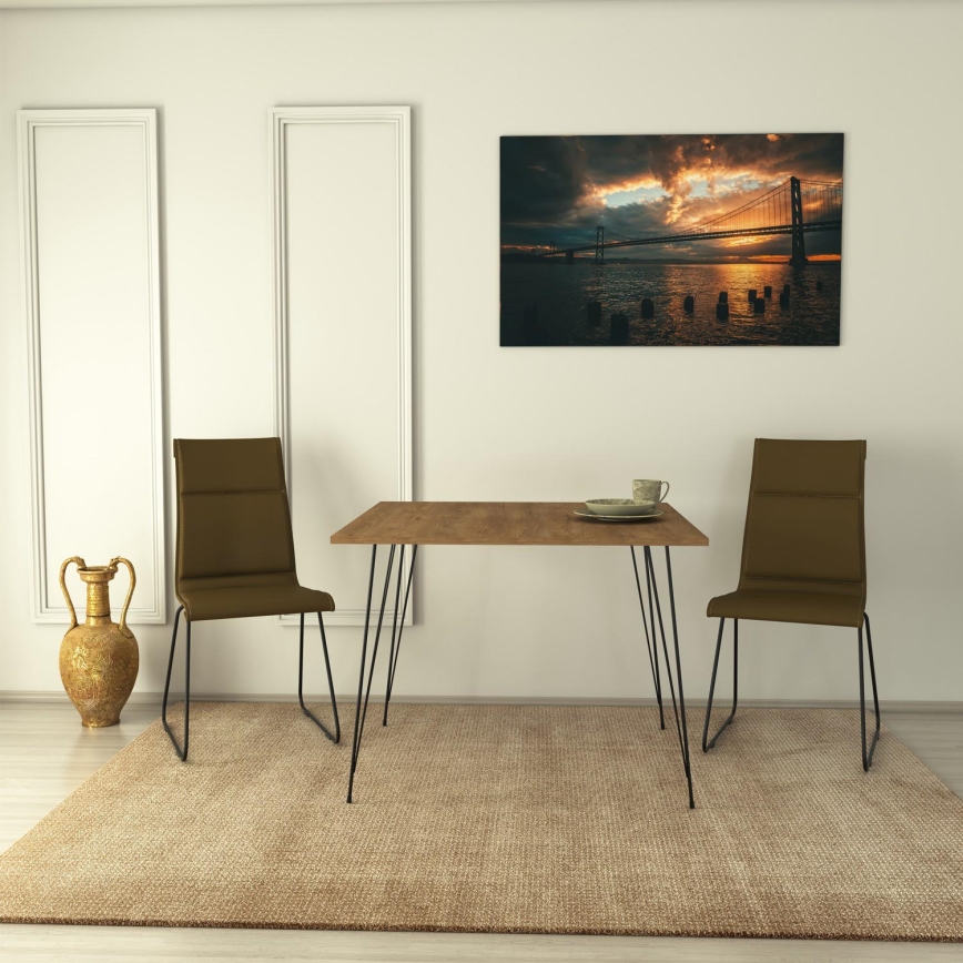 Dining table SANDALF 75x90 cm brown/black
