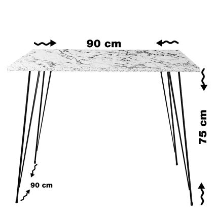 Dining table SANDALF 75x90 cm white/black