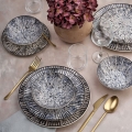 Dinner set 24 pcs blue/black/ceramic