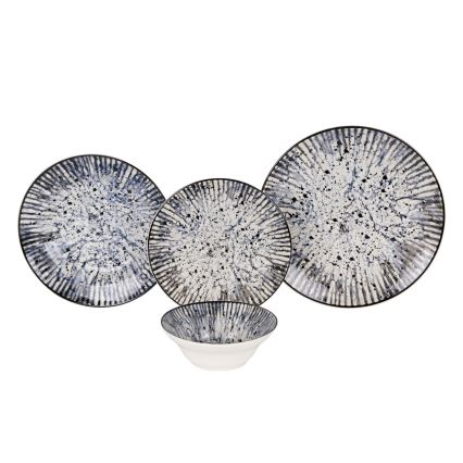 Dinner set 24 pcs blue/black/ceramic