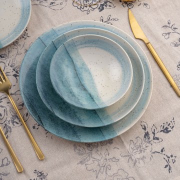 Dinner set 24 pcs blue/cream/porcelain
