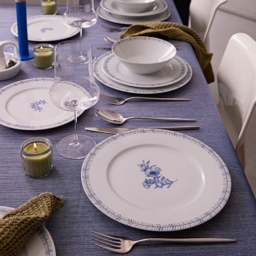 Dinner set 24 pcs white/blue/porcelain