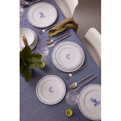 Dinner set 24 pcs white/blue/porcelain