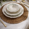 Dinner set 24 pcs white/green/porcelain