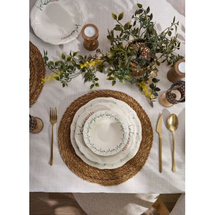 Dinner set 24 pcs white/green/porcelain