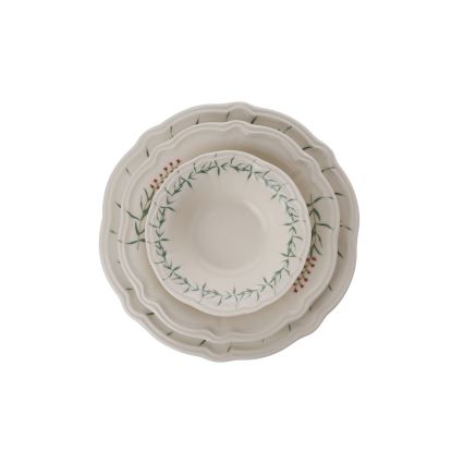 Dinner set 24 pcs white/green/porcelain