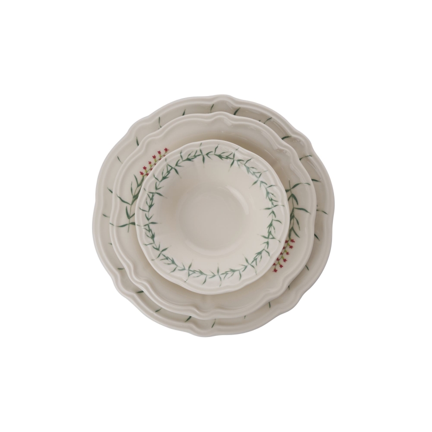 Dinner set 24 pcs white/green/porcelain