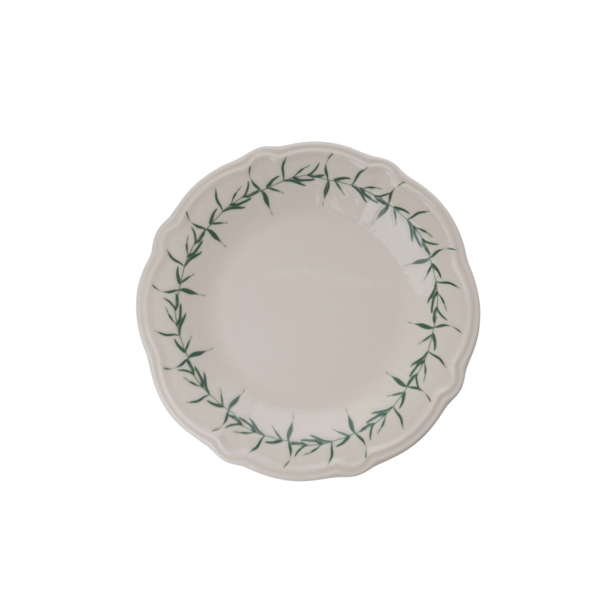 Dinner set 24 pcs white/green/porcelain