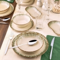 Dinner set 27 pcs beige/brown/porcelain