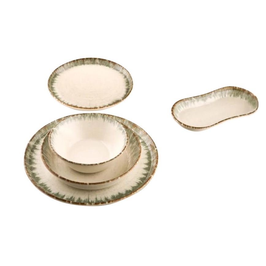 Dinner set 27 pcs beige/brown/porcelain