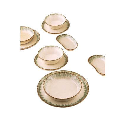 Dinner set 27 pcs beige/brown/porcelain