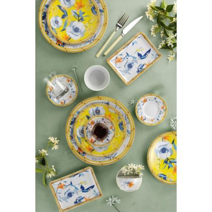 Dinner set 50 pcs yellow/blue/porcelain
