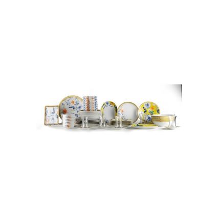 Dinner set 50 pcs yellow/blue/porcelain