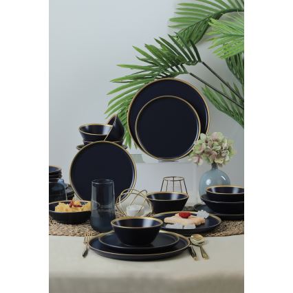 Dinnerware set 24 pcs blue/gold/ceramic