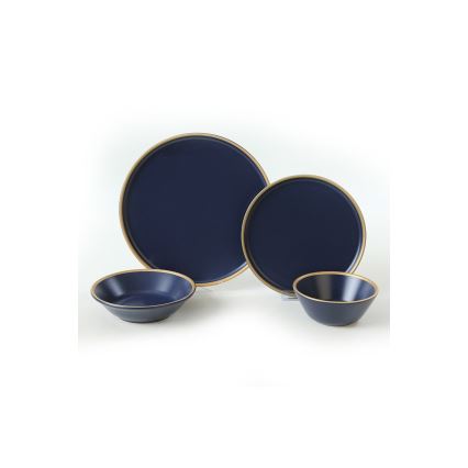 Dinnerware set 24 pcs blue/gold/ceramic