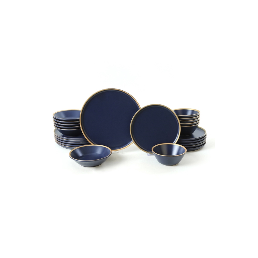 Dinnerware set 24 pcs blue/gold/ceramic