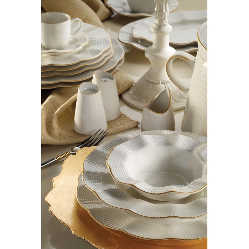 Dinnerware set 26 pcs white/gold/porcelain