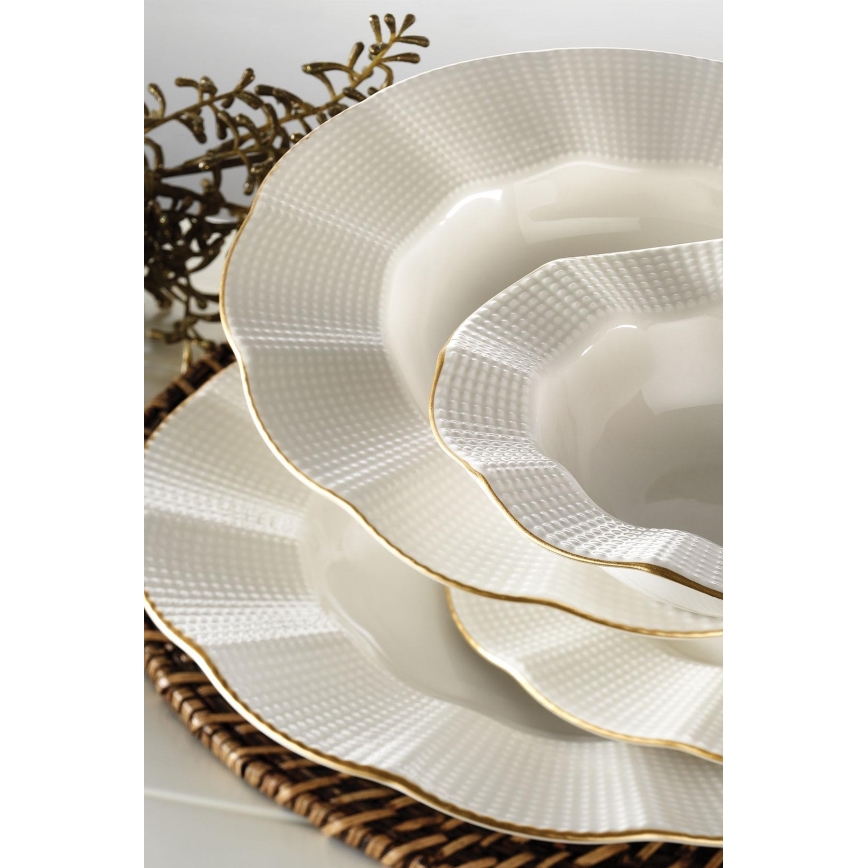 Dinnerware set 26 pcs white/gold/porcelain