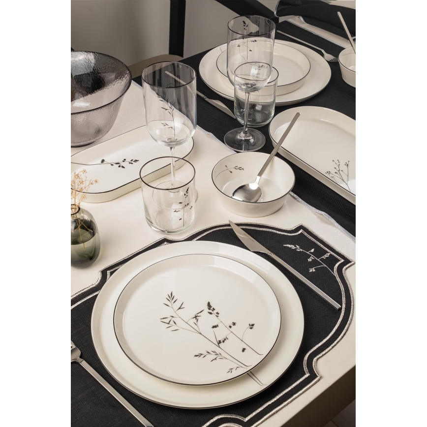 Dinnerware set 27 pcs white/black/porcelain