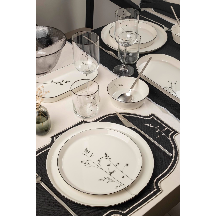 Dinnerware set 27 pcs white/black/porcelain