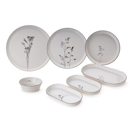 Dinnerware set 27 pcs white/black/porcelain