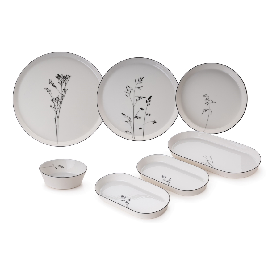 Dinnerware set 27 pcs white/black/porcelain