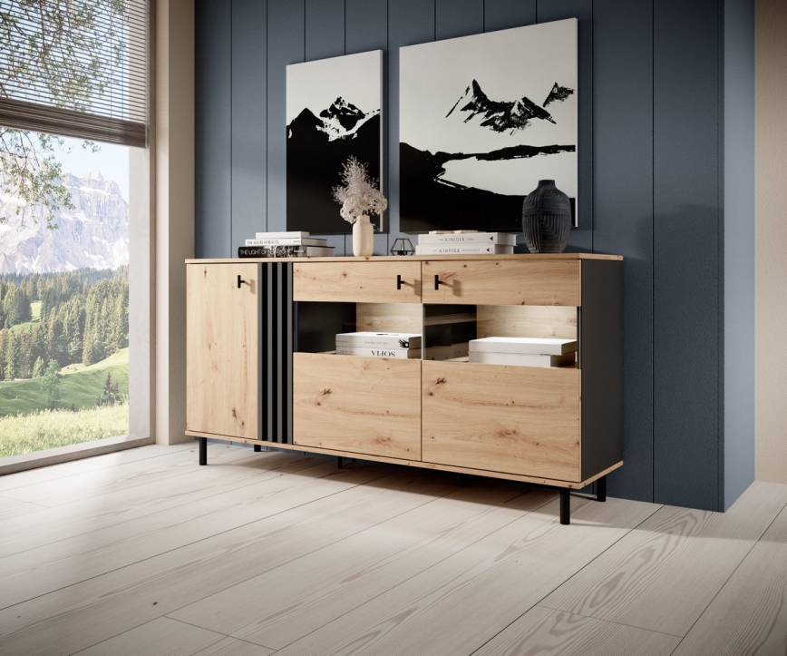 Display cabinet BADIA oak/anthracite