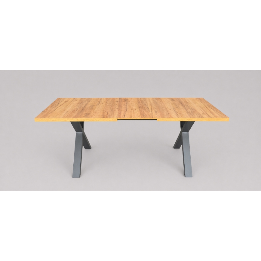 DOMO Extendable Dining Table 150/190 x 80 cm, Craft Oak/Black