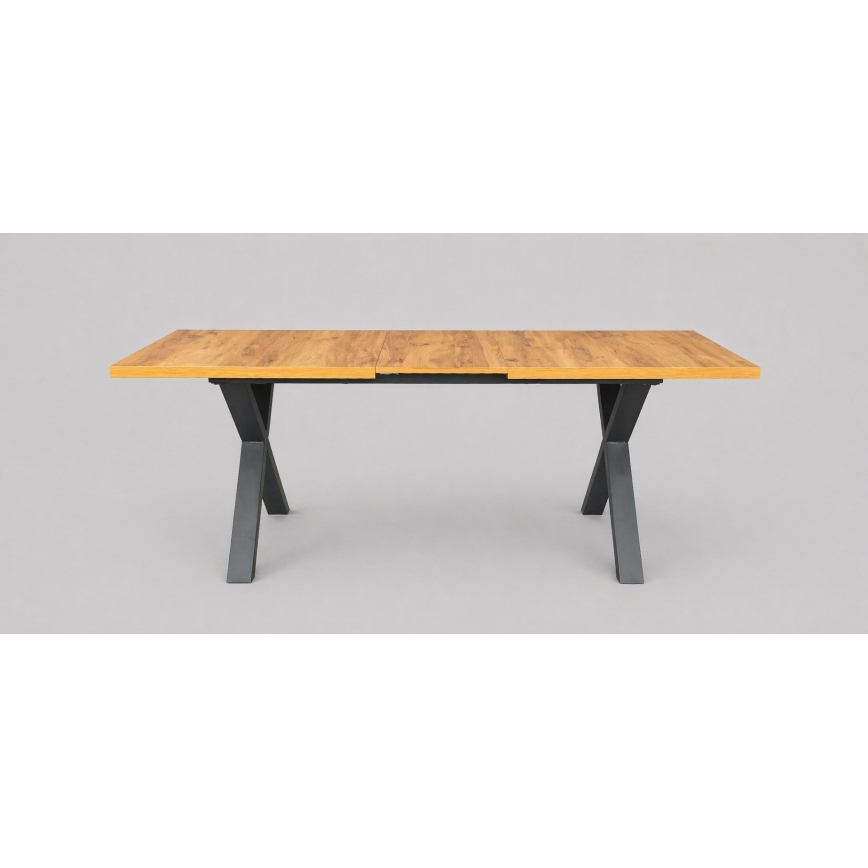 DOMO Extendable Dining Table 150/190 x 80 cm, Craft Oak/Black