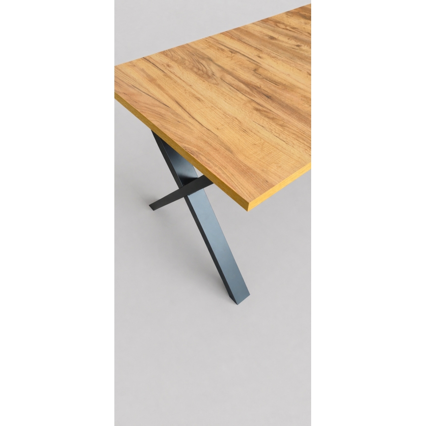 DOMO Extendable Dining Table 150/190 x 80 cm, Craft Oak/Black