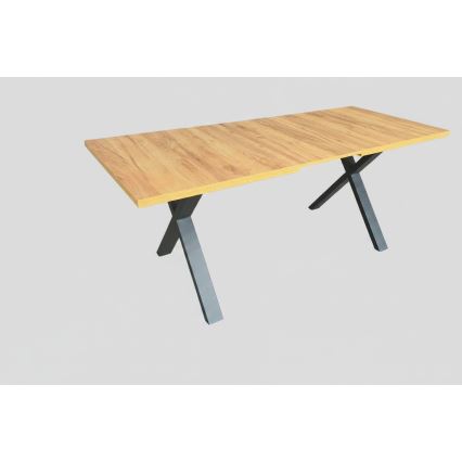 DOMO Extendable Dining Table 150/190 x 80 cm, Craft Oak/Black