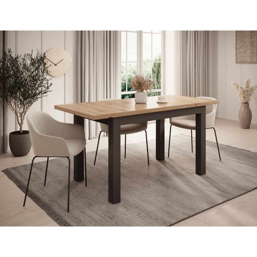 DOO extendable dining table, Artisan Oak/Black