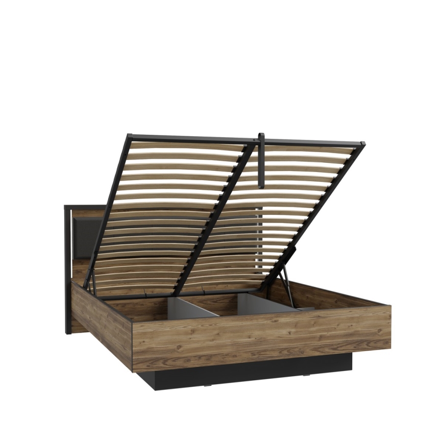 Double bed with storage OREN 160x200 cm brown/black