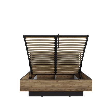 Double bed with storage OREN 160x200 cm brown/black