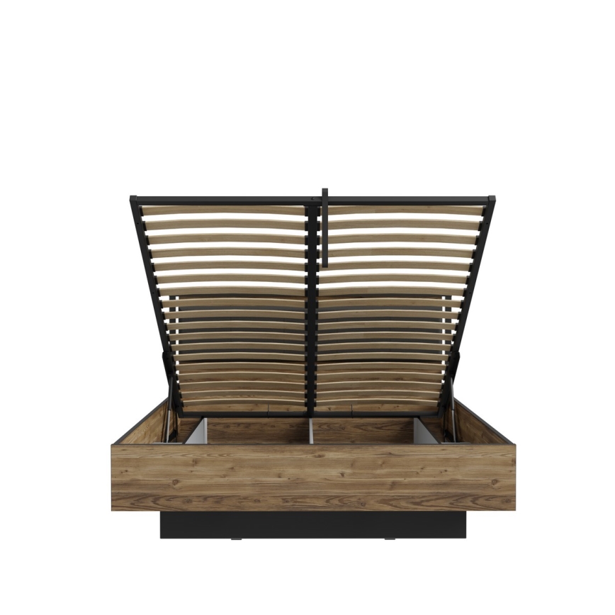 Double bed with storage OREN 160x200 cm brown/black