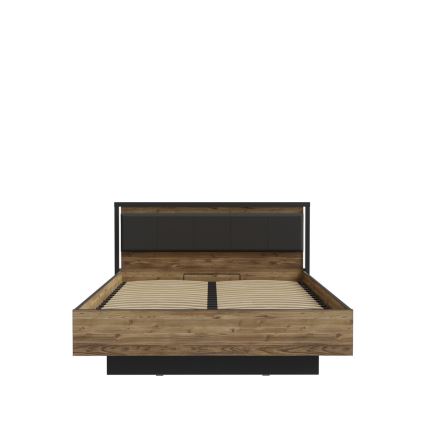 Double bed with storage OREN 160x200 cm brown/black