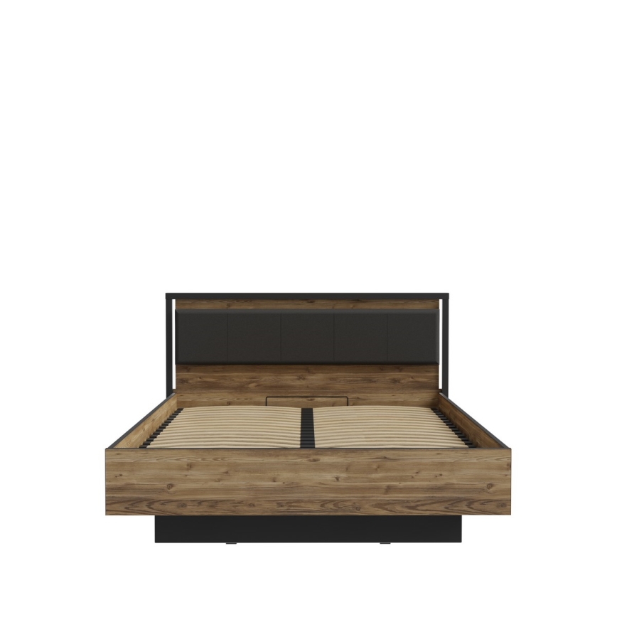 Double bed with storage OREN 160x200 cm brown/black
