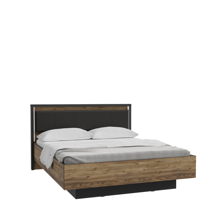 Double bed with storage OREN 160x200 cm brown/black