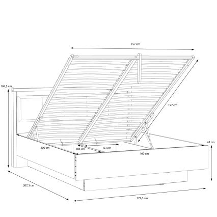 Double bed with storage OREN 160x200 cm brown/black