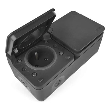Double socket for humid environment IP55