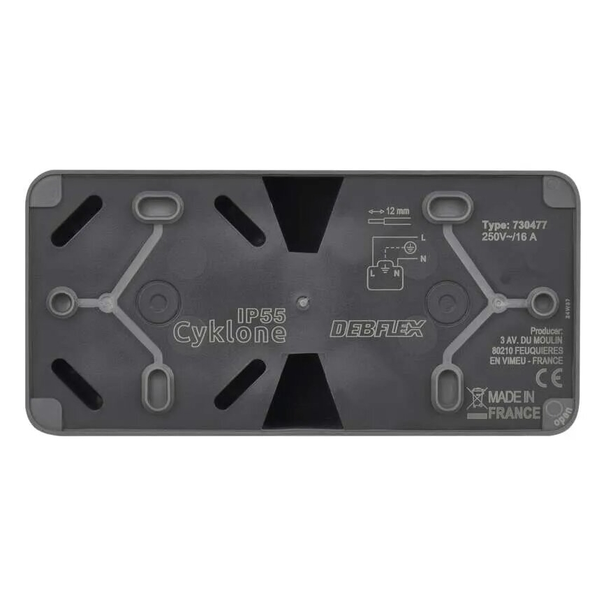 Double socket for humid environment IP55