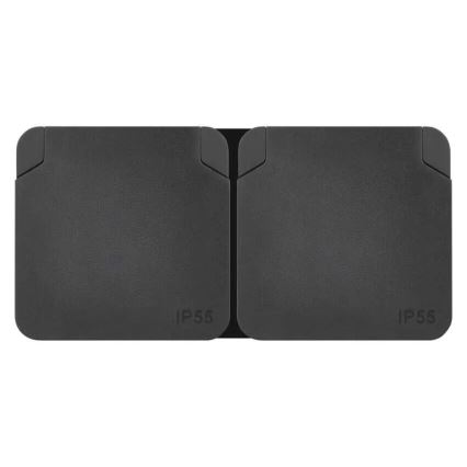 Double socket for humid environment IP55